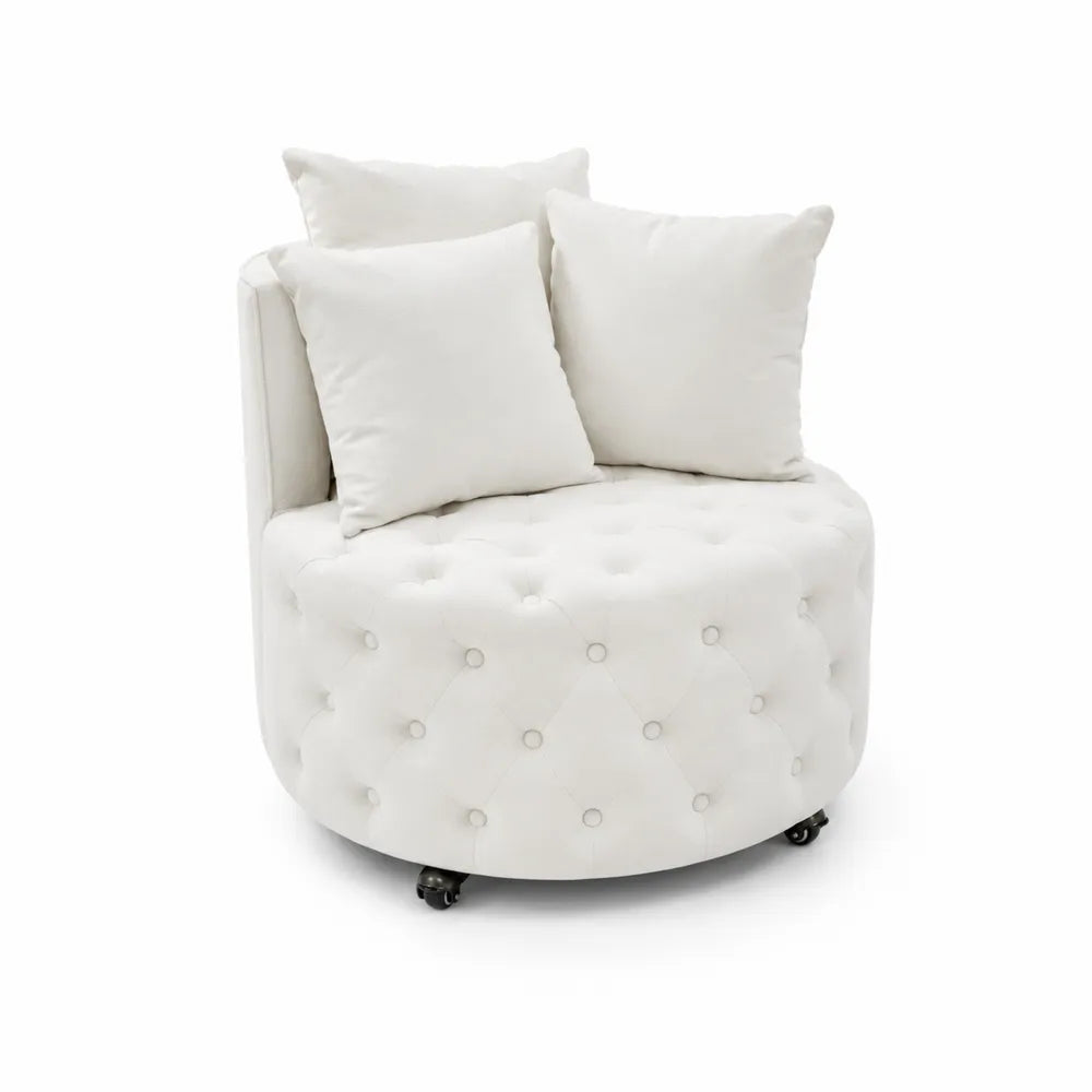 Silla Puff Redonda Tapizada en Poli¨¦s