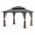 P¨¦rgola de aluminio con techo de acero galvanizado y cortinas de poli¨¦ster 300x400 cm
