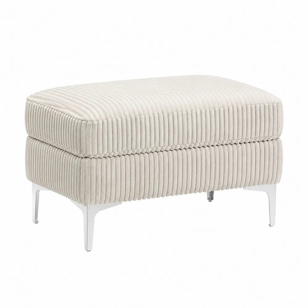 Reposapi¨¦s de tela de pana beige con patas de met
