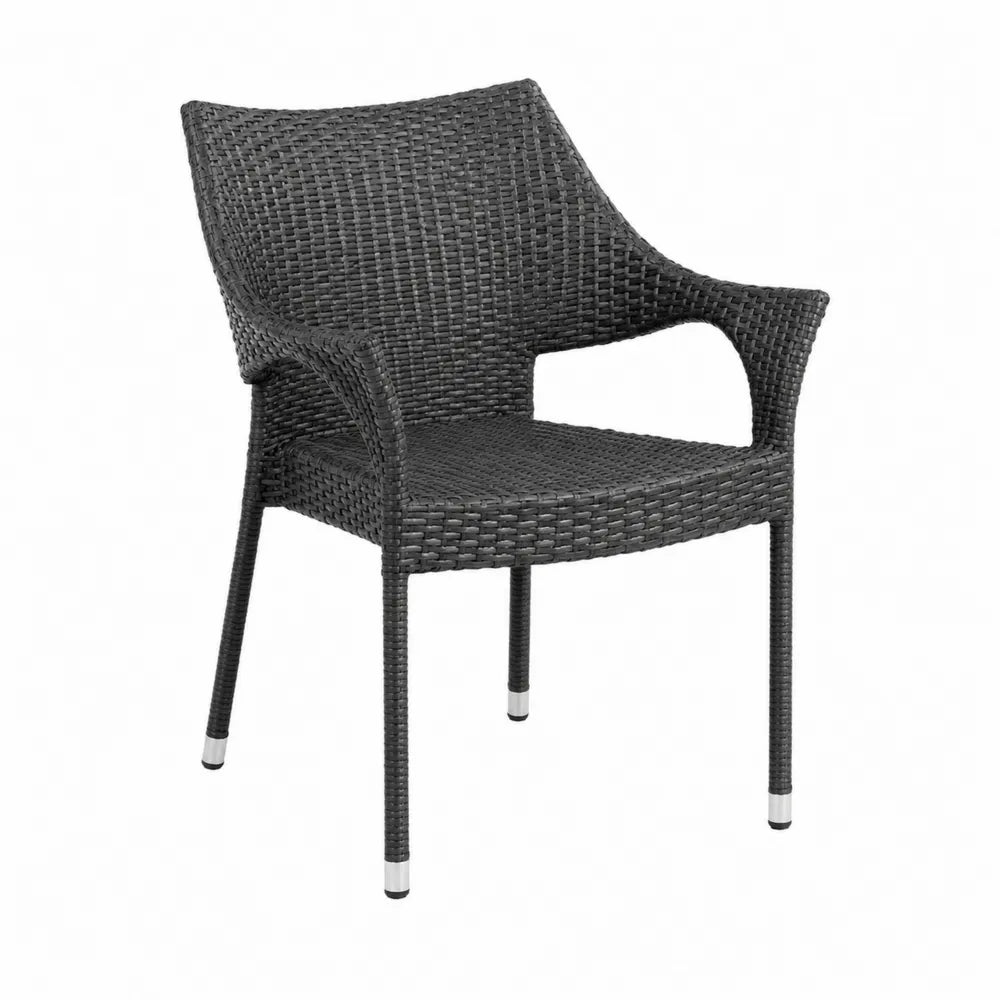 Silla de rat¨¢n sint¨¦tico negro con patas d