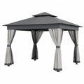 Gazebo de Metal con Cortinas de Poli¨¦ster y Malla 300x