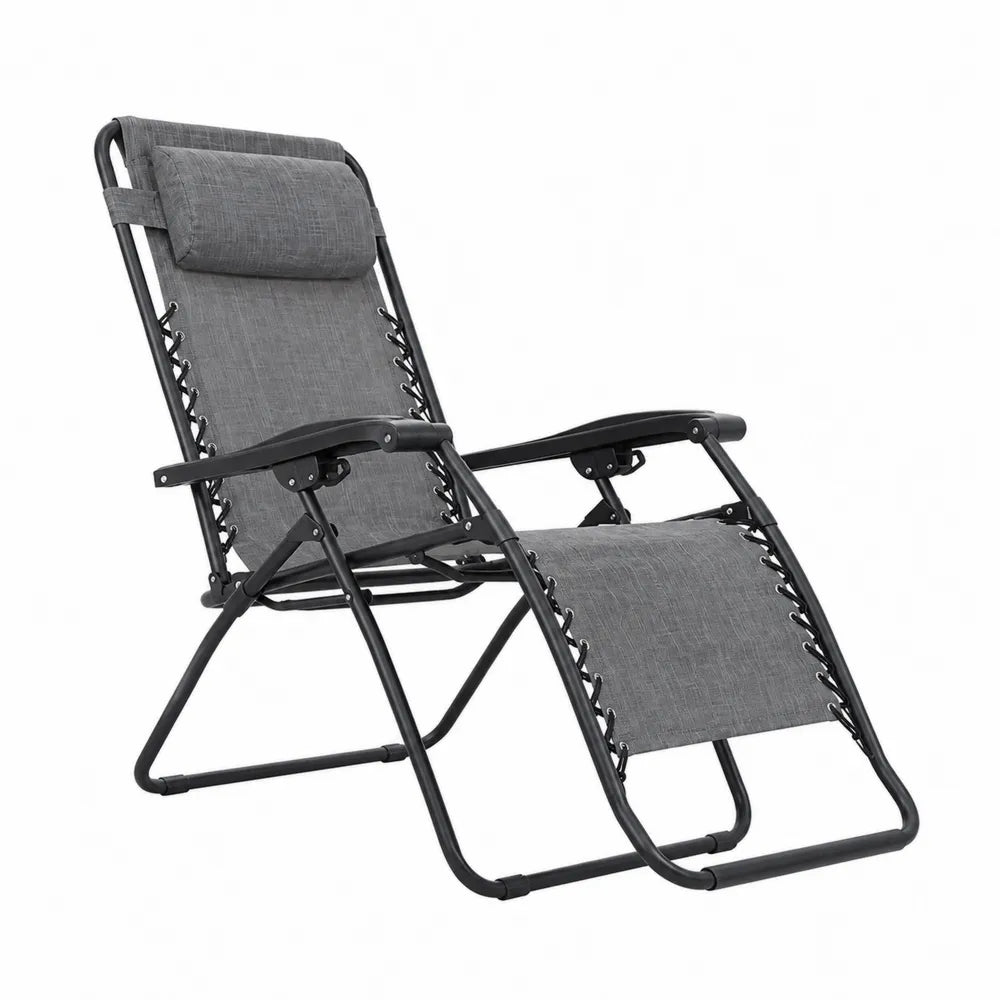 Silla plegable de exterior gris con acero y poli¨¦ster 180
